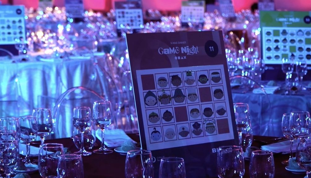 Game Night Jantar Corporativo jantar de empresa
mesas decoradas bingo personalizado